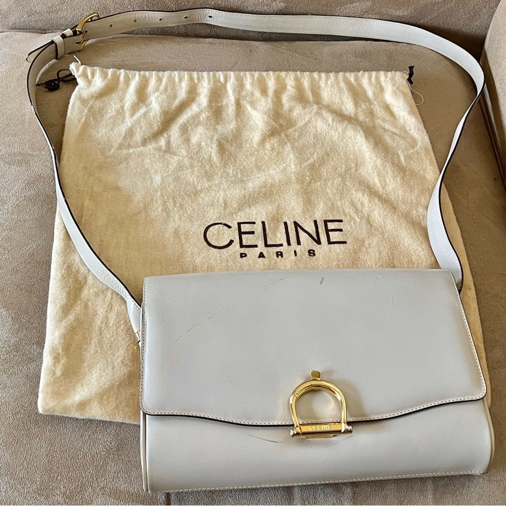 Celine Paris White Shoulder Bag